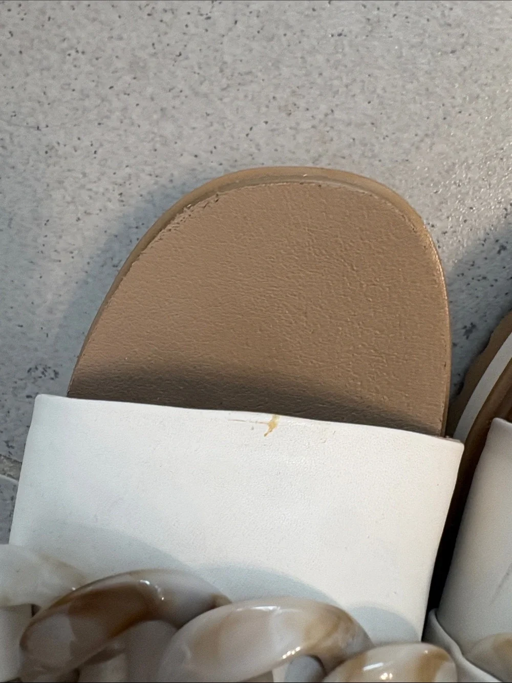Yellow Box Women’s White Slide Sandals with Chain Accent